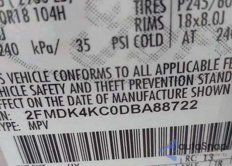 2013 Ford Edge Limited z USA, uszkodzony, nr VIN 2FMDK4KC0DBA88722